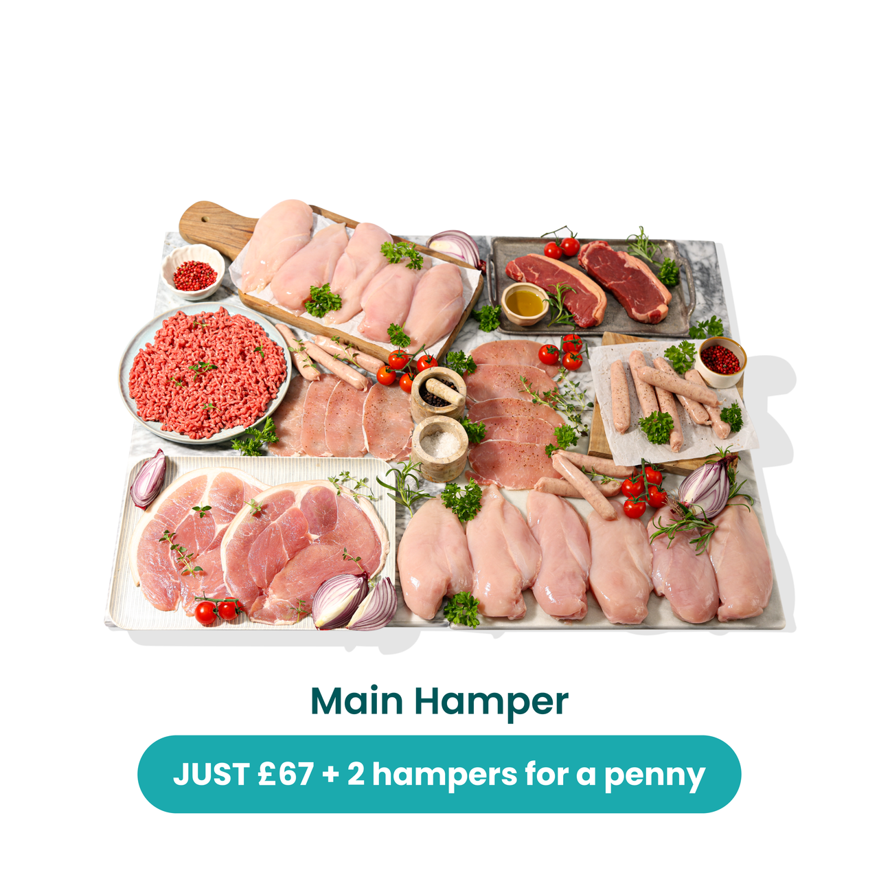 Buy one hamper + get two hampers for one penny