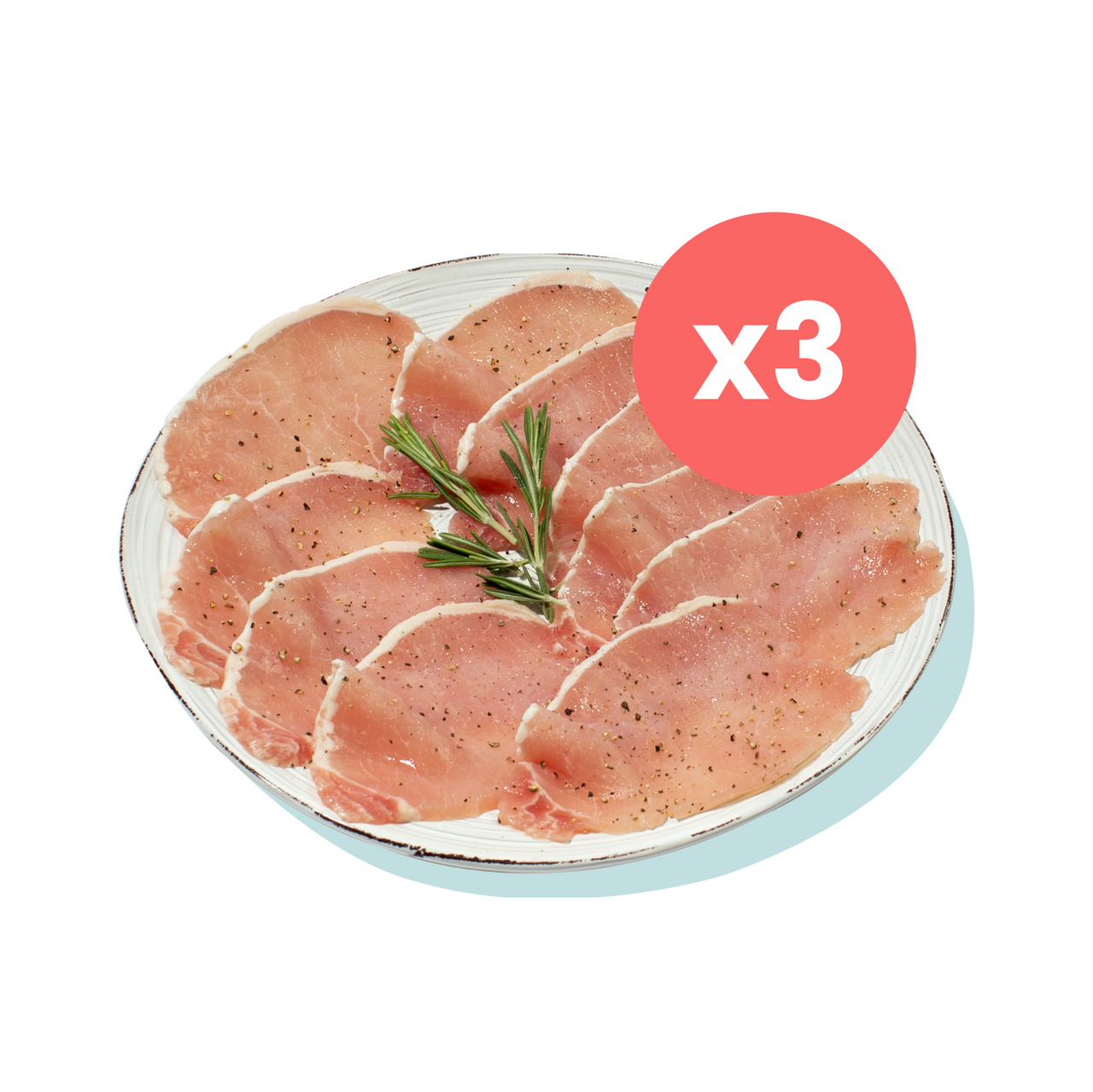 Low Fat Unsmoked Bacon Medallions - 3 x 300g packs
