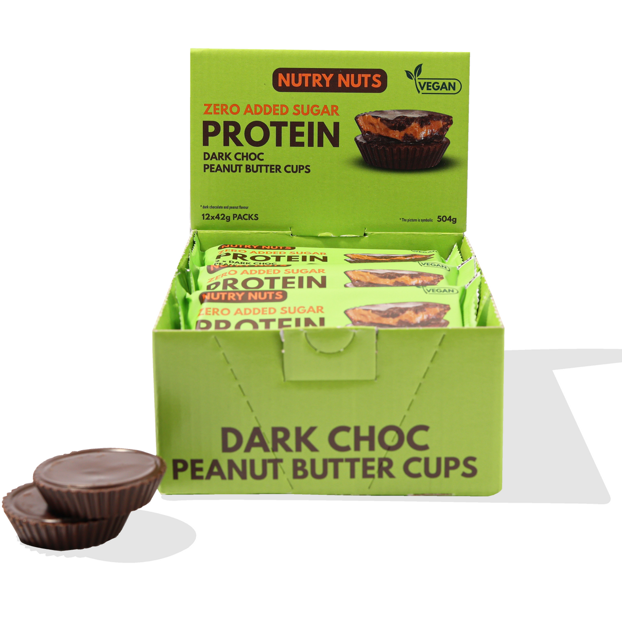 Nutry Nuts Zero Added Sugar Protein Nut Butter Cups - Dark Choc 12 x 42g