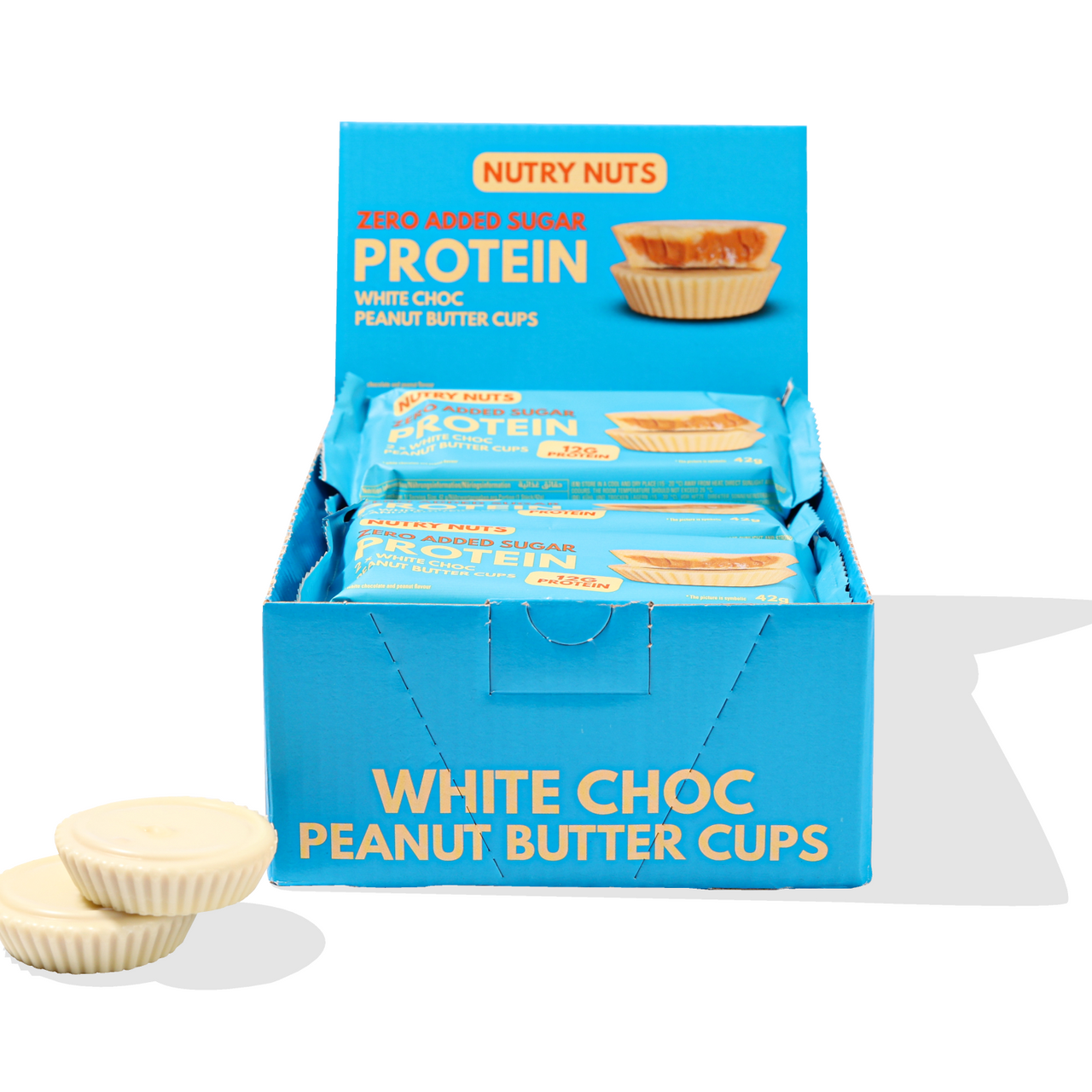 Nutry Nuts Zero Added Sugar Protein Nut Butter Cups - White Choc 12 x 42g