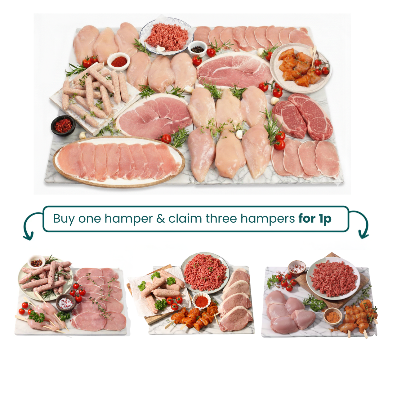 Buy 1 hamper & get 3 hampers for 1p