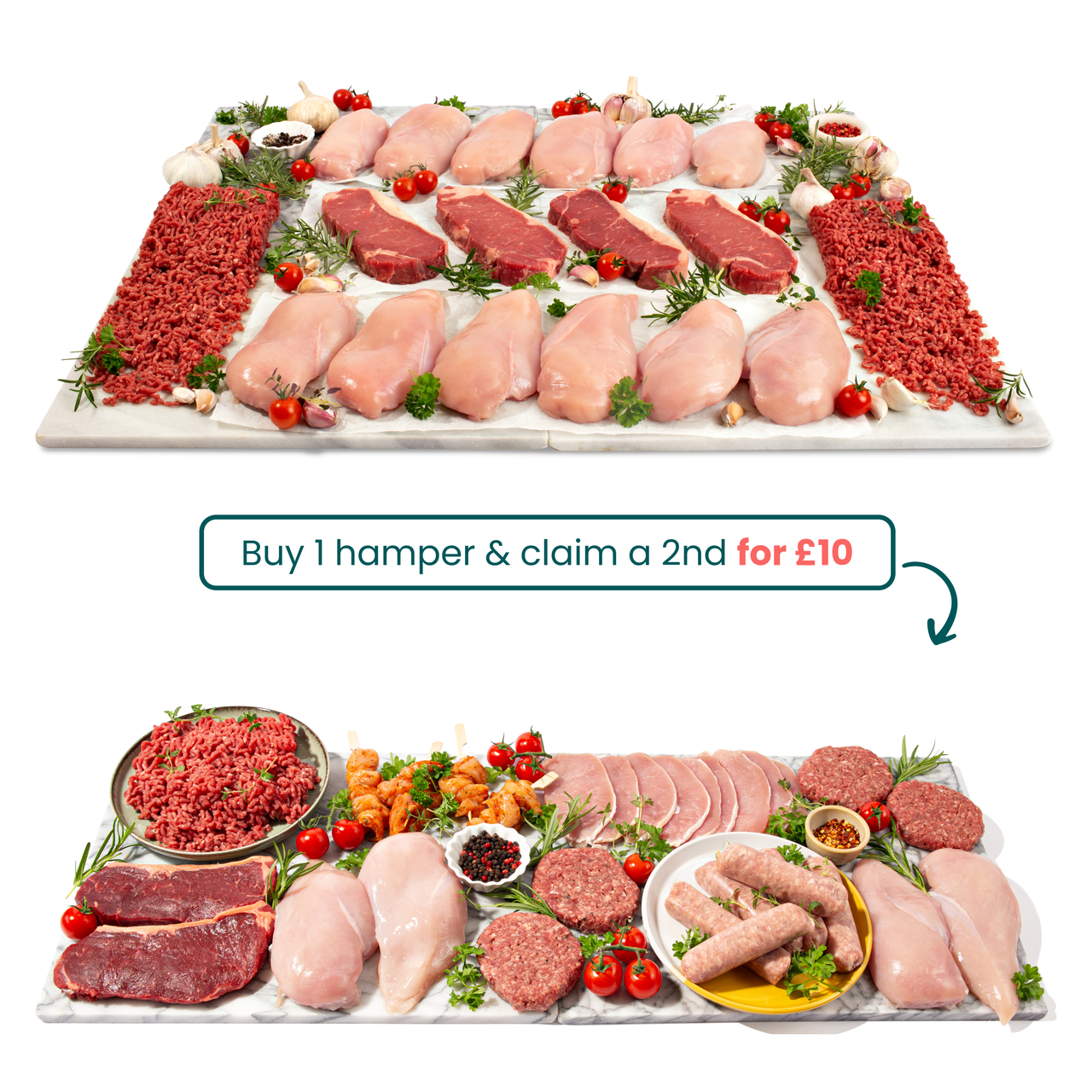 Buy 1 hamper & claim a 2nd hamper for £10