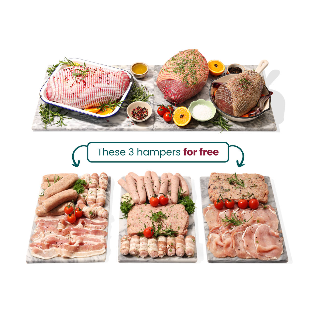 Buy 1 Christmas hamper & claim 3 hampers free
