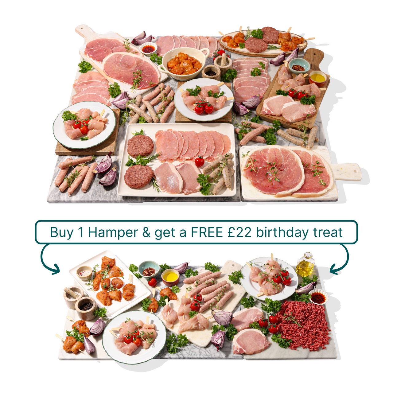 Buy 1 birthday hamper & get a FREE £22 birthday hamper