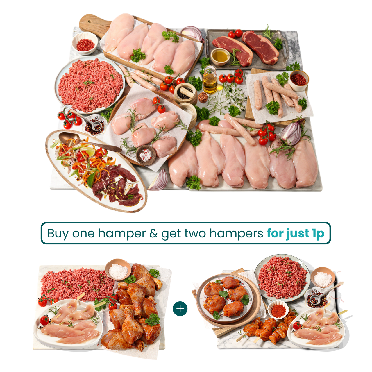 Protein Penny Deal (no pork) - Buy 1 hamper & get 2 hampers for just 1p