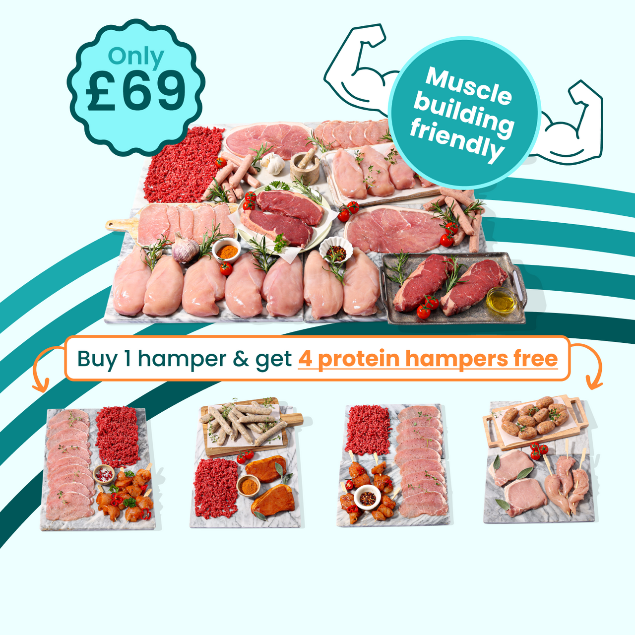 Muscle building Buy 1 hamper & claim 4 hampers free