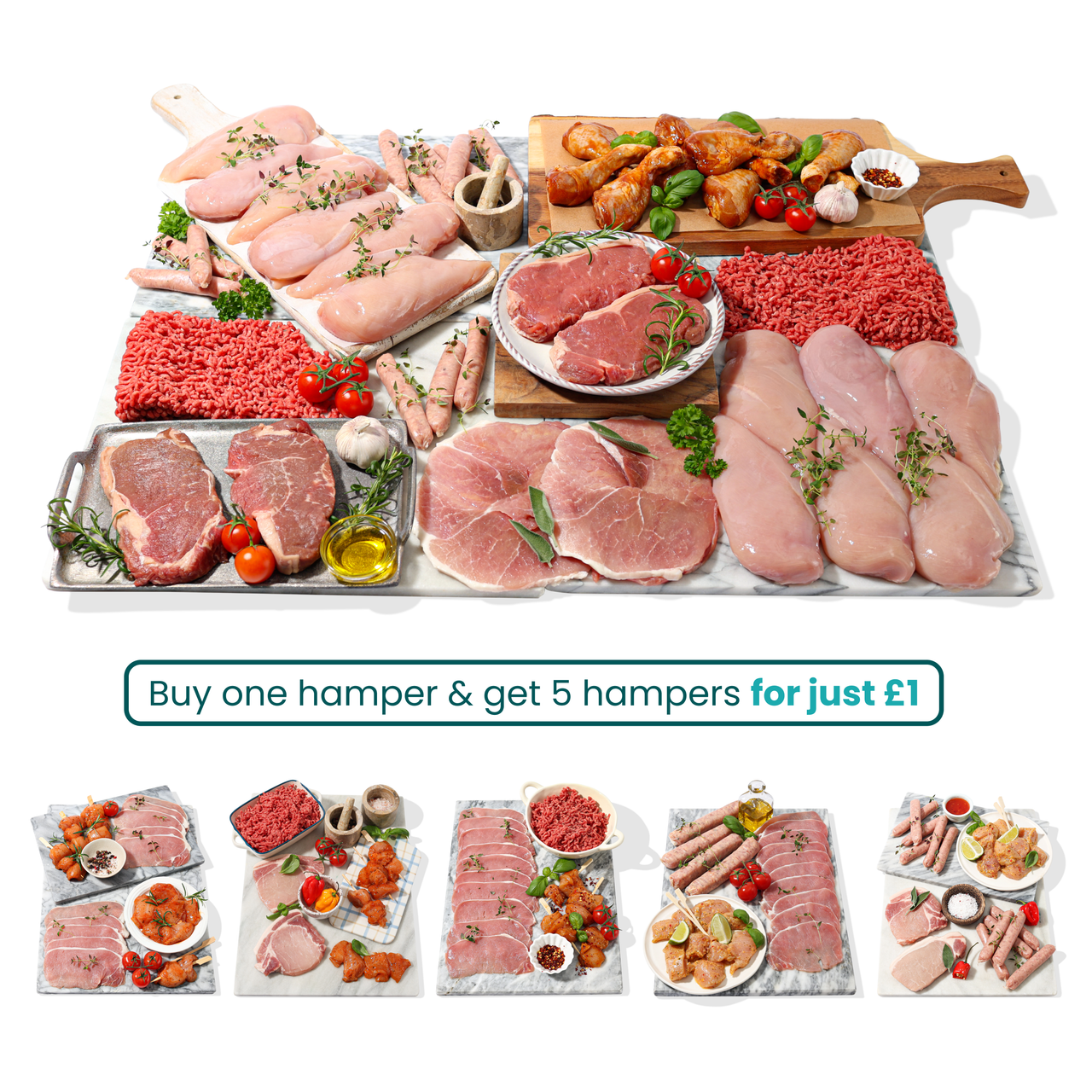 Buy one hamper & get 5 hampers for £1