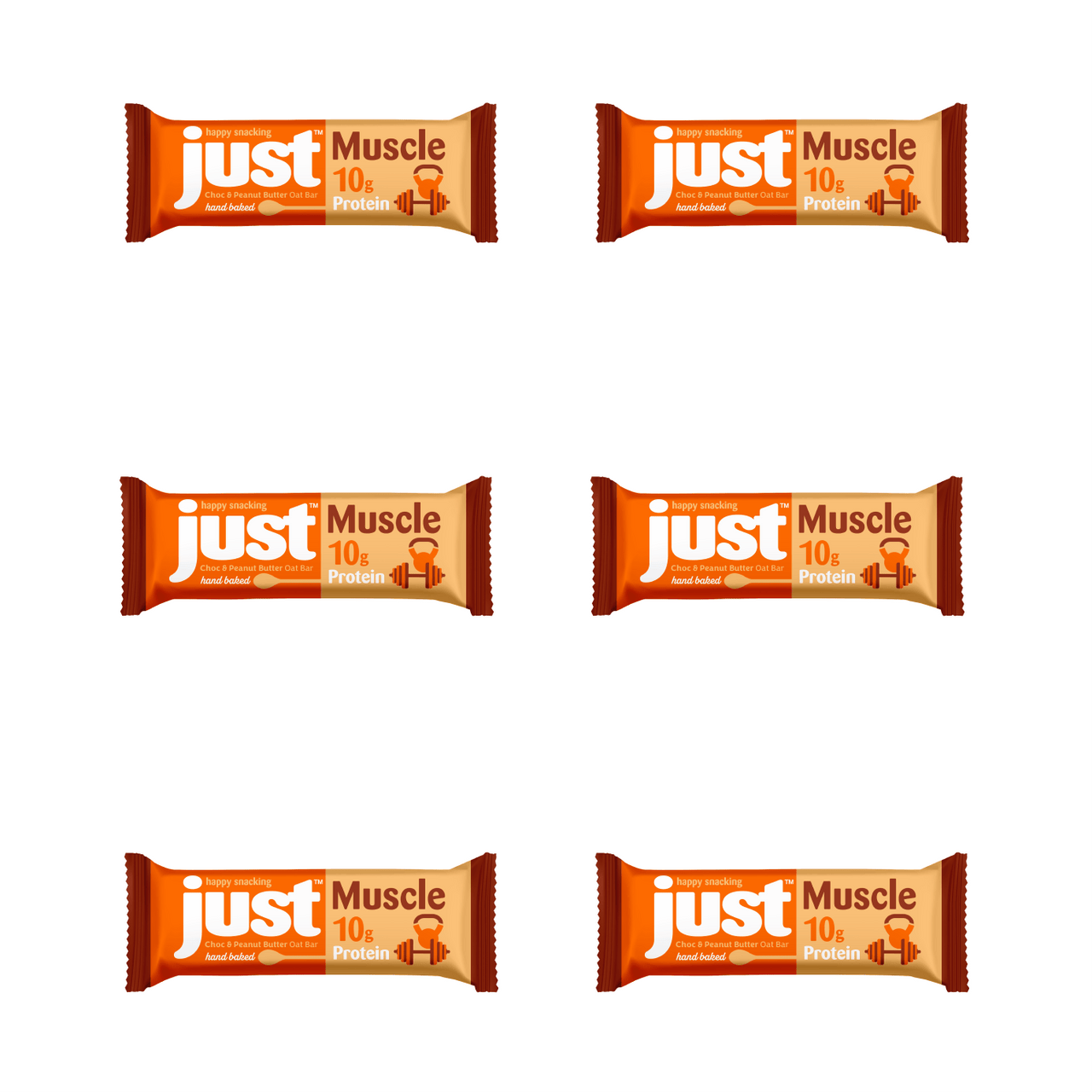 JUST Muscle Choc & Peanut Butter Oat Bar Bundle - 6 x 70g