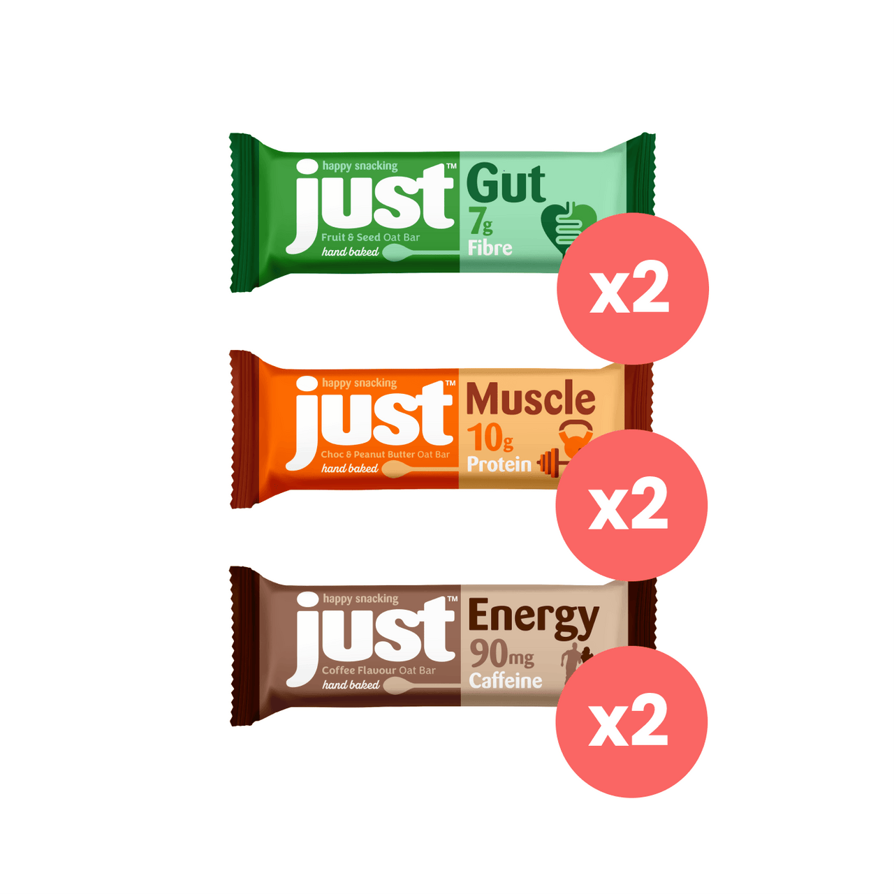 JUST Oat Muscle, Energy & Gut Bars Mixed Bundle