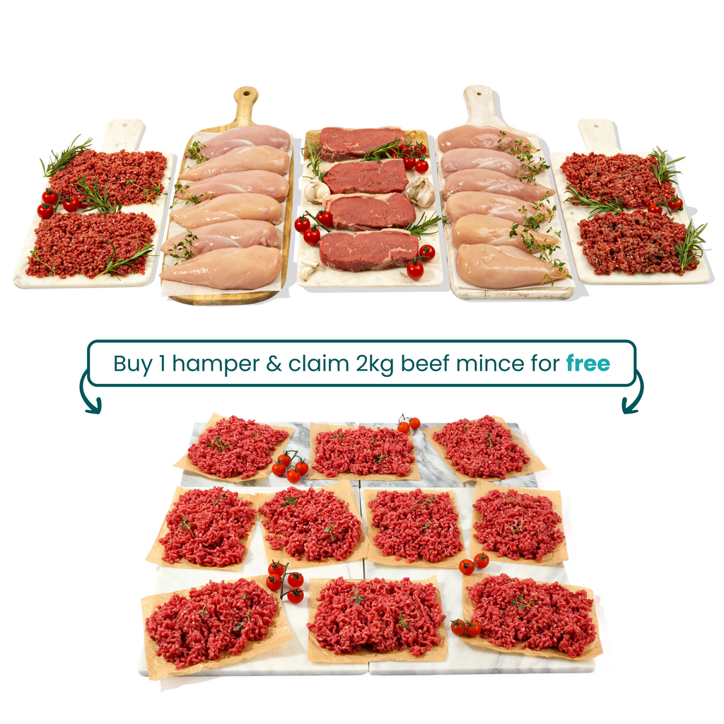 Buy 1 hamper + claim beef mince free